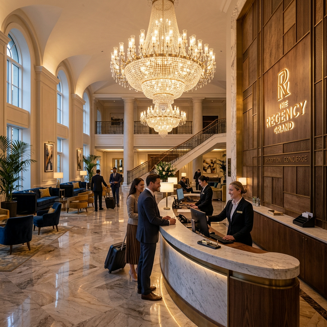 Professional concierge assisting guest — Fairmount